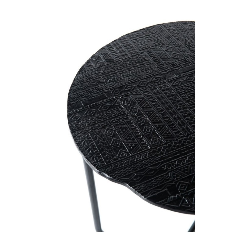 ROUND SIDE TABLE METAL INCA PATTERN 50 - CAFE, SIDE TABLES